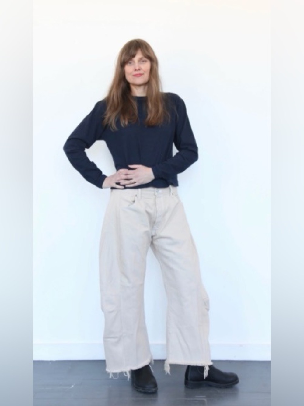 B SIDES Pale Pink Vintage Lasso Barrel Leg Jeans 31